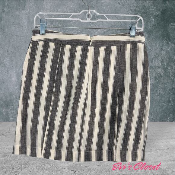 MADEWELL Lace Up Linen Cotton Blend Skirt Size 0 Gray White Lagenlook Mini NWT - Picture 3 of 12